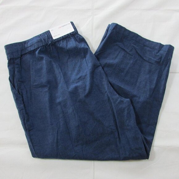 Liz Claiborne Women's XXL Elastic Drawstring Waist Wide Leg Capri Pants Indigo - Picture 1 of 7